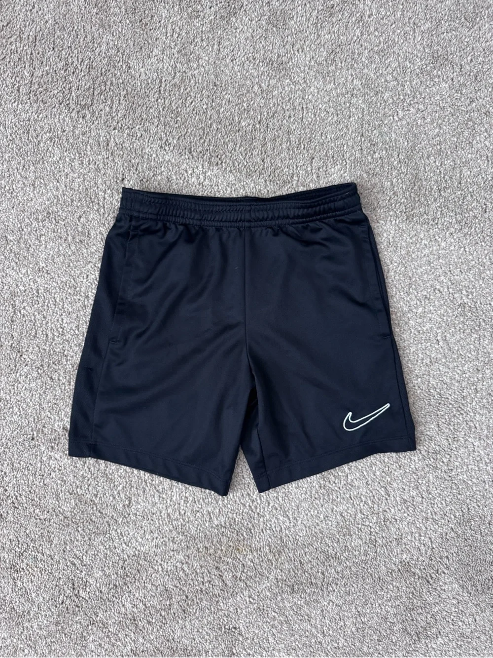 Nike Black Athletic Shorts with White Swoosh - Kids